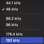 192 kHz und aus.